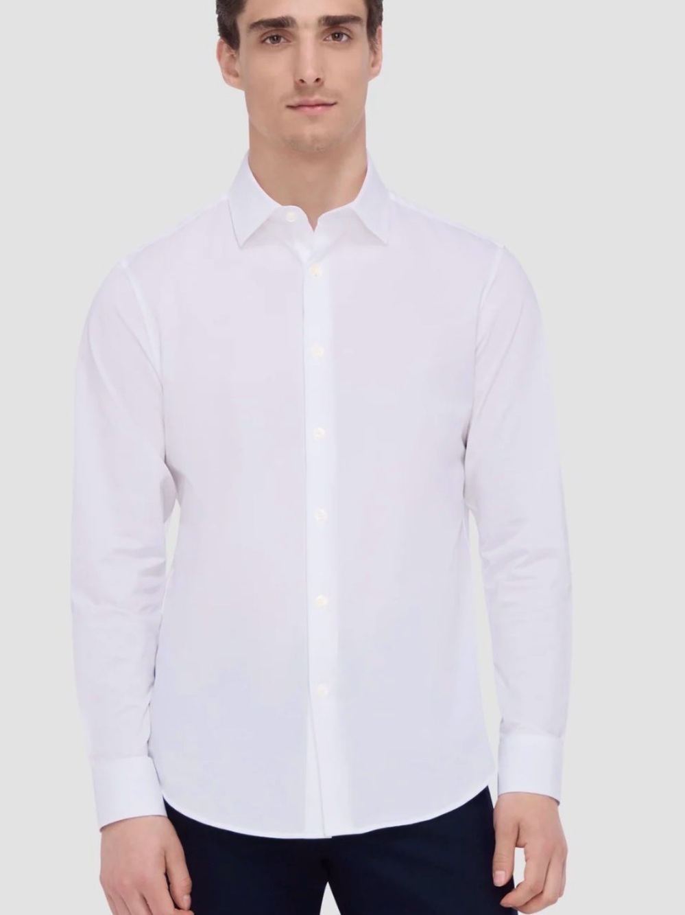 Bugatchi 8-Way Stretch White Dress Shirt Tailored Fit Long Sleeve L NWT
